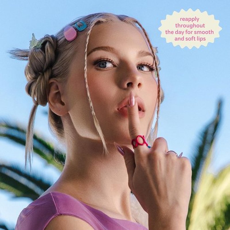 The Crème Shop Plush Pout Lip Butter Lip Balm Key Chain Charm - Hydrating Korean Formula with Peptides & Squalane, Mint