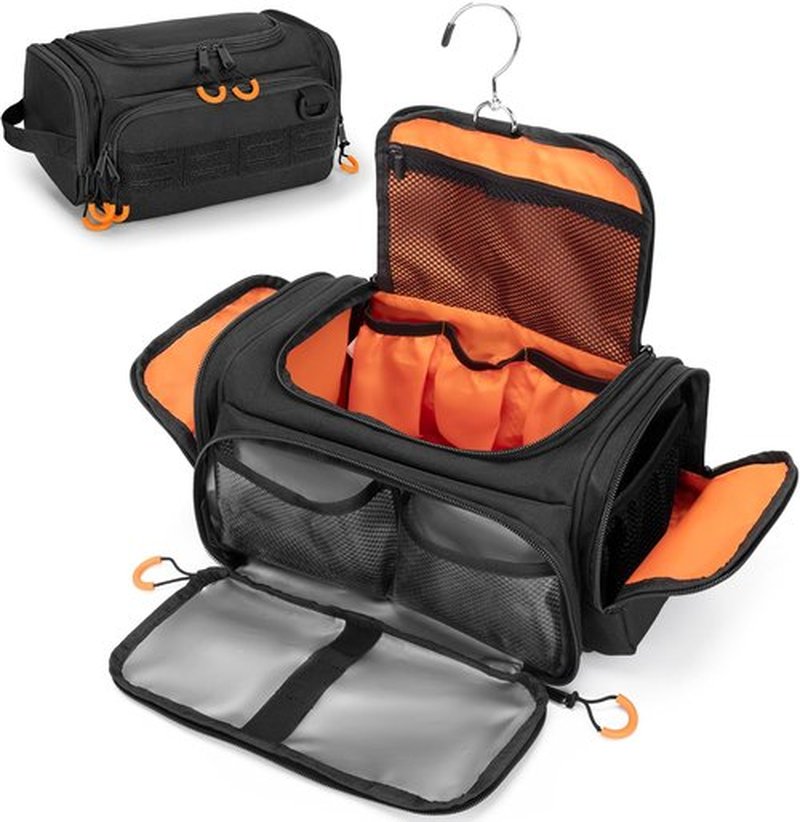 Skiennix Tactical Toiletry Bag - Hanging Travel Dopp Kit Organizer for Men | Black, Compact Design