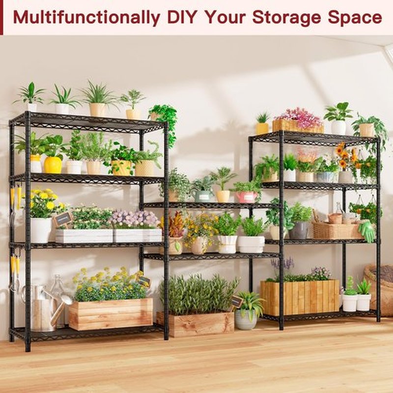 PrimeZone Wire Metal Storage Shelves - Heavy Duty 5-Tier Adjustable Garage Organizer Rack | NSF-Certified, Black, 35.5" W x 14" D x 72" H