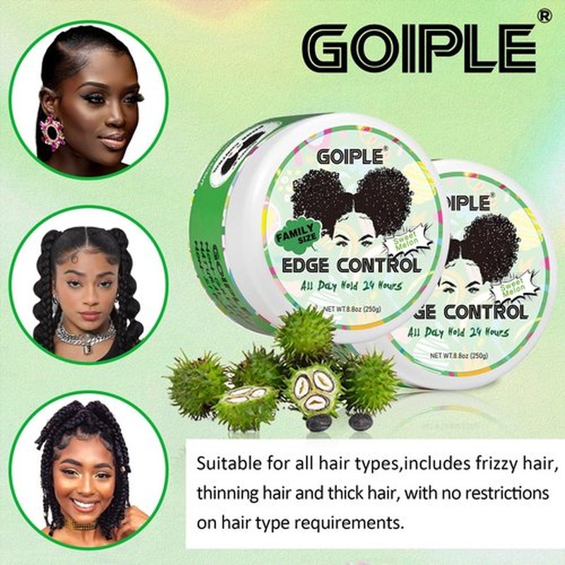 8.8 OZ Edge Control Wax for Women Strong Hold Non-greasy Edge Control Smoother Edge Wax Styling Gel Edge Control for Black Hair No Flaking, White Residue, Shine and Smooth (Sweet Melon)