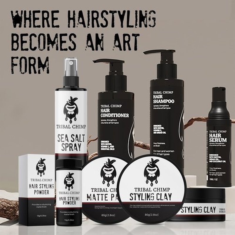 Tribal Chimp Hair Styling Clay – Super Strong Hold Matte Clay for Men & Women, Non-Sticky, Textured, Instant Volume & Thickening, Ideal for all Hair Types, Citrus Scent, 80g