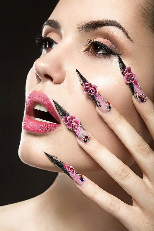 RUOKEXIN Long Square Press on Nails Black French Tip Fake Nails Sparkly False Nails with 3D Gold Bow Charms Designs Full Cover Glue on Nails Long Nail Press ons Cute Stick on Nails for Women 24Pcs