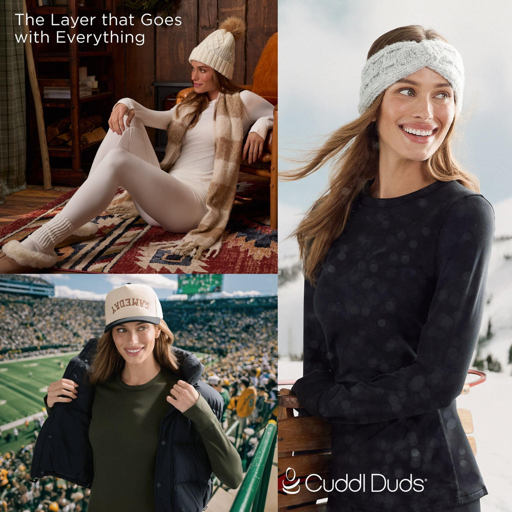 Cuddl Duds Womens Heavyweight Fleece 2 Piece Long Sleeve Thermal Underwear Set – Shirt & Leggings Base Layer for Cold Weather – Winter Clothing Long Johns Lounge Sets for Women, Black, M