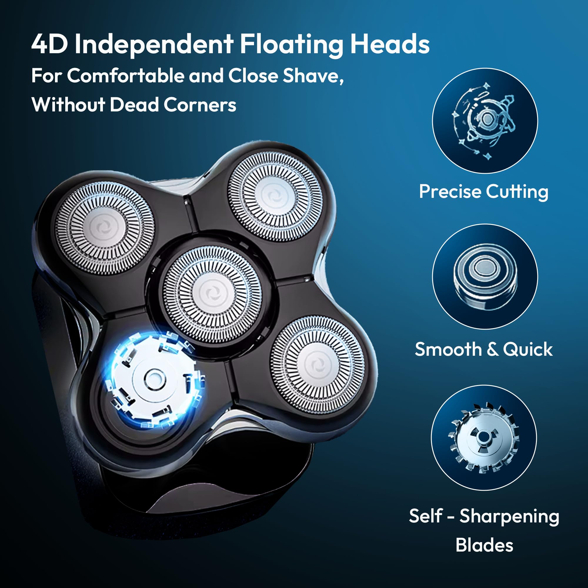 5D Electric Head Shaver for Bald Men - Waterproof Wet/Dry Razor - USB-C Fast Charging - 6 in 1 Grooming Kit with Beard, Nose & Face Trimmer - Cordless Rechargeable Bald Head Clippers