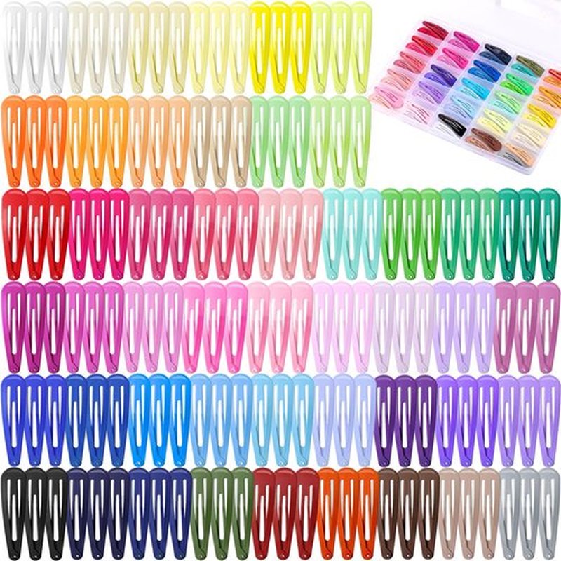 150pcs Hair Clips, 50 Colors Hair Barrettes for Girls, Funtopia 2 Inch Colorful Snap Hair Clips with Storage Case, Non Slip Metal Barrettes for Women Girls Toddler Kids Teens
