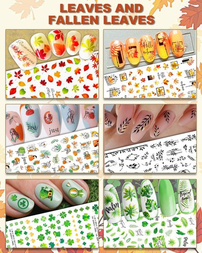 IDDFEVE 30 Sheets All Holiday Nail Art Stickers, Variety Pack Seasonal Nail Decals, Self-Adhesive Colorful Design for Daisy Flowers Butterflies Star Halloween Christmas