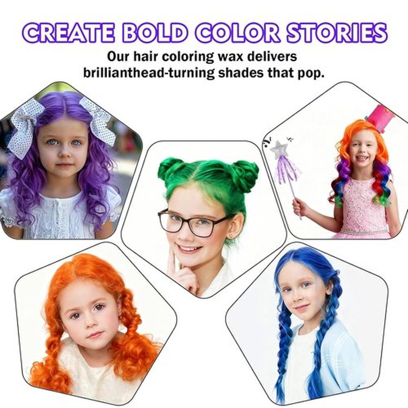 Skiennix Temporary Hair Color Wax - DIY Washable Instant Hair Dye for All Ages | 4 Colors (Blue, Purple, Red, Green)