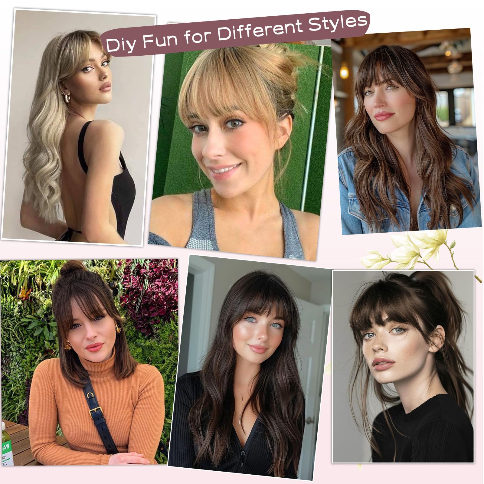 Wodelanle Clip in Bangs,Natural Fake Bangs Hair Clip,Light Blonde Mix Bleach Blonde French Bangs Fringe with Temples Hairpieces for Women Bangs Hair Extenisons for Daily Wear
