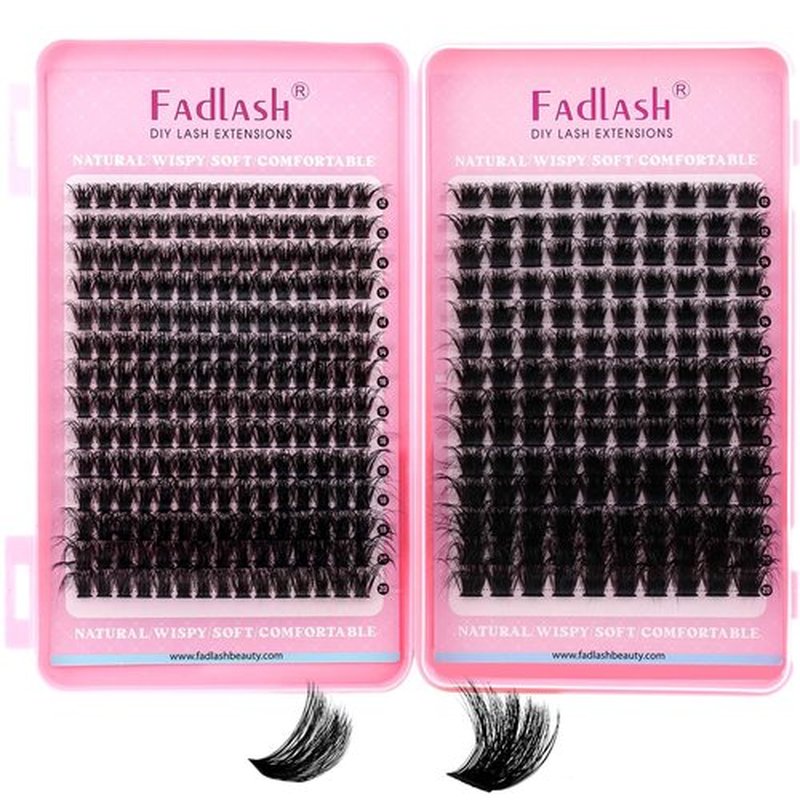 Lash Clusters 100D+200D Eyelash Clusters D Curl Fluffy Cluster Lashes 12-20mm 3D Thick Effect Individual Lashes DIY Cluster Eyelash Extensions for Beginners