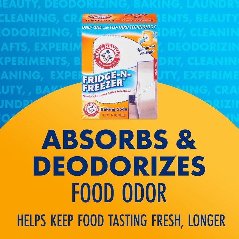 Arm & Hammer Baking Soda Odor Absorber - Freshens Fridge & Freezer | 14 oz, Pack of 12