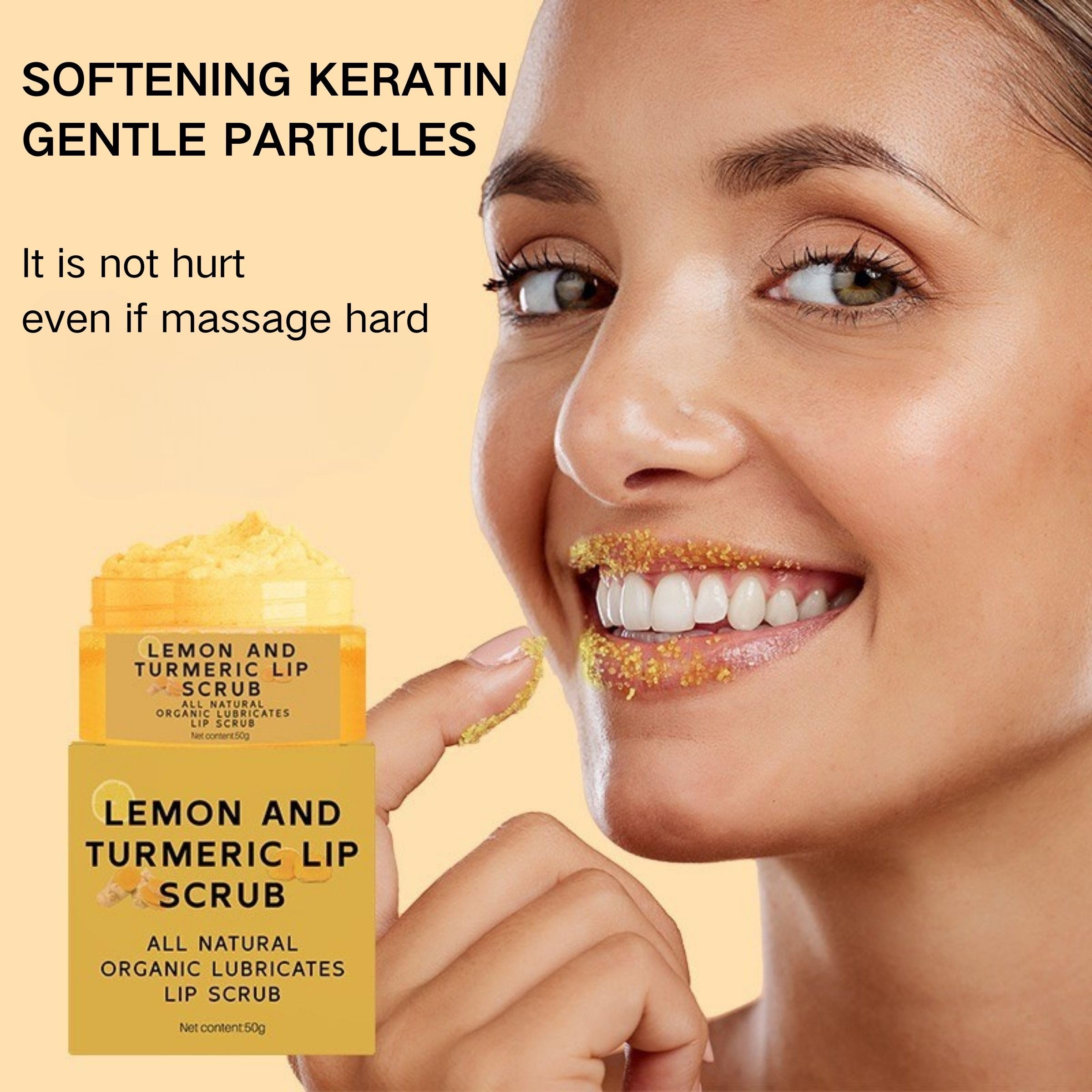 Turmeric Lip Scrub, Lemon Turmeric Lip Exfoliator for Chapped Dry, Lips, Eliminate Lip Lines, Natural Nourish Sugar Lip Scrub with Aloe Vera, Deep Hydration Moisturization Lip Balm for Dark Lips