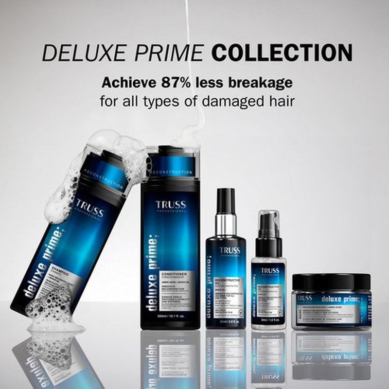 TRUSS Deluxe Prime Reconstructive Hair Oil for Damaged Hair - Split End Repair Treatment with Heat Protection & Frizz Control - Seals Cuticle for Strength & Softness (1 Fl oz)