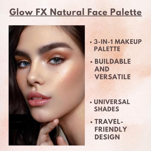 GA-DE Glow FX Natural Face Palette | Blush, Bronzer & Highlighter - Jojoba Oil Infused - 0.42 oz