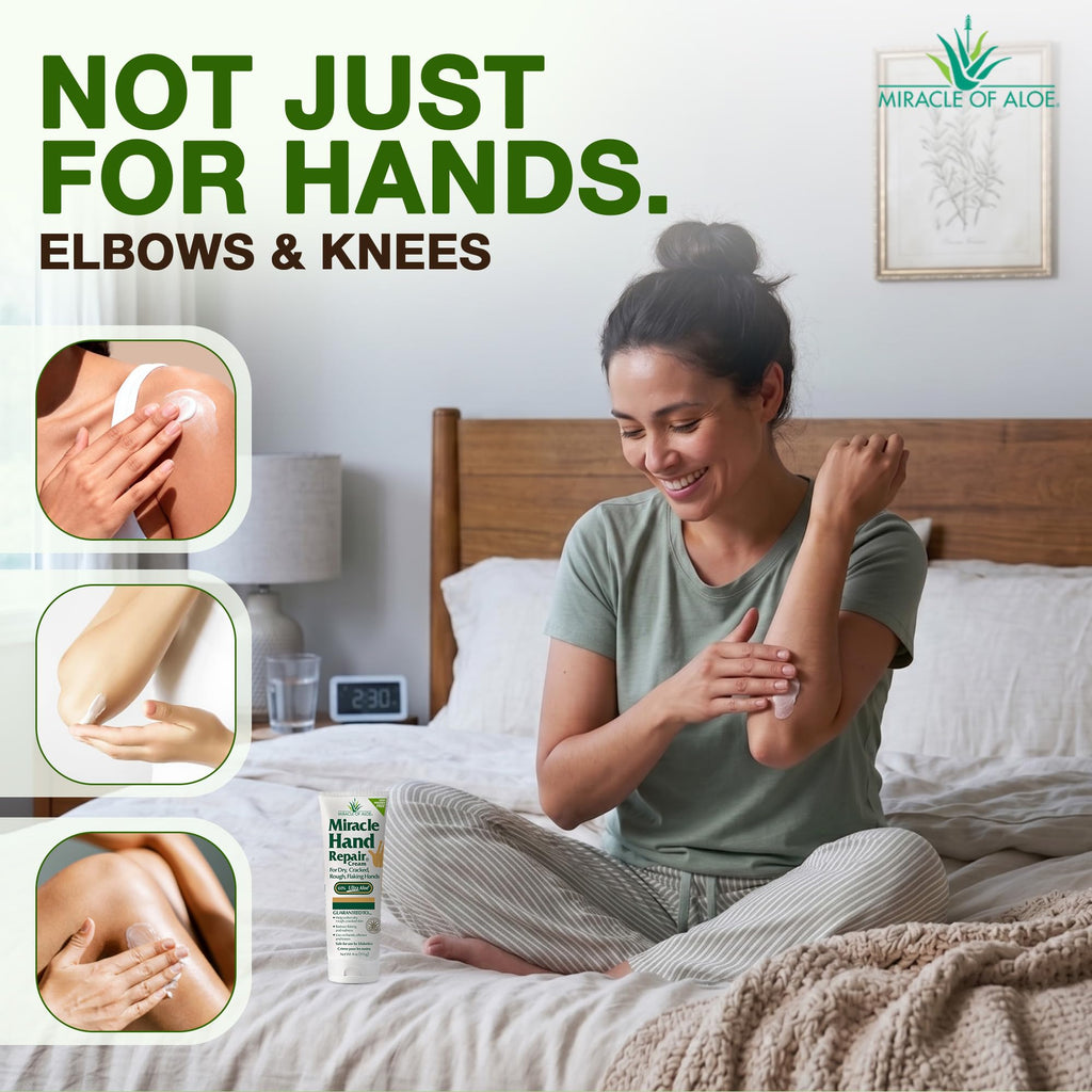 Miracle Hand Repair Cream for Dry Cracked Hands 4 oz Best Healing Hand Cream with 60% Aloe Vera - Non-Greasy Moisturizer for Working Hands - Fast Absorbing Lotion for Extremely Dry Skin (2-Pack)