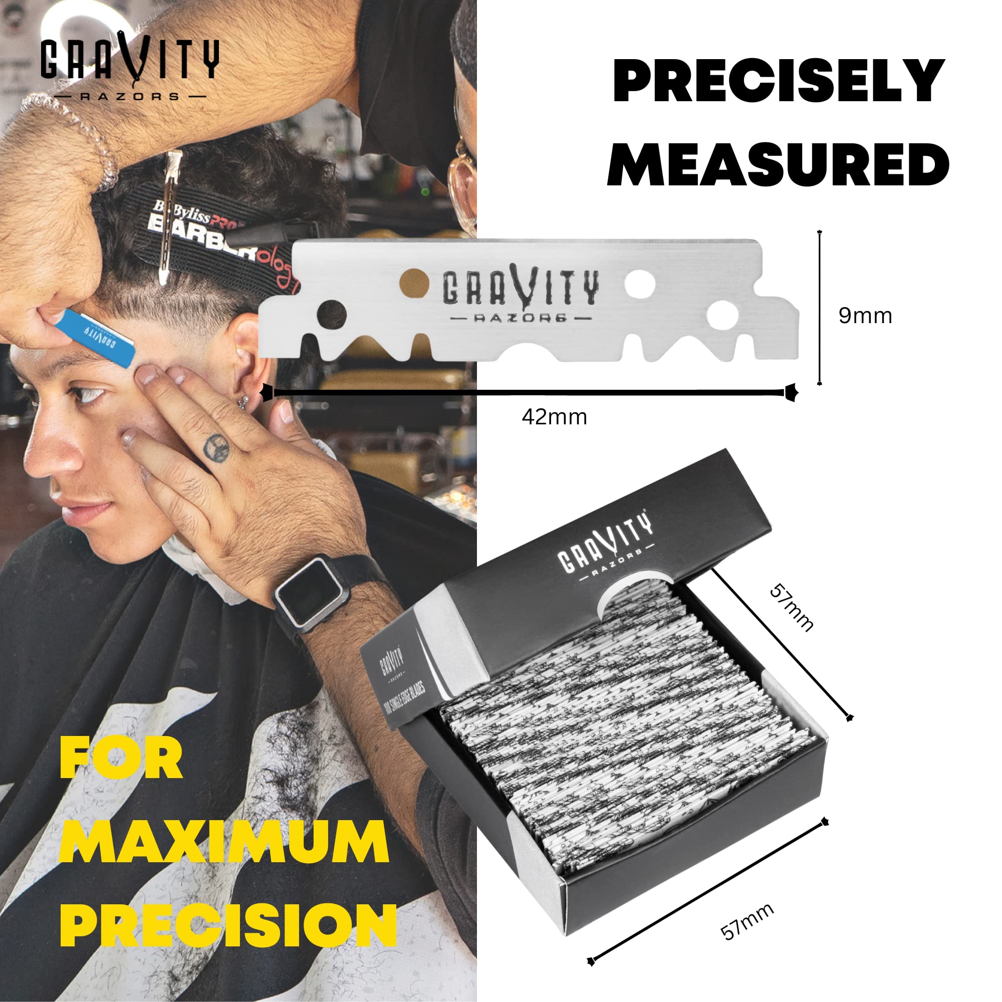 Gravity Razors Premium Single Edge Razor Blades - Swedish Steel Razor Blades for Safety Razors and Straight Edge Razors, by GRAVITY RAZORS (100 Count, 3-Pack)