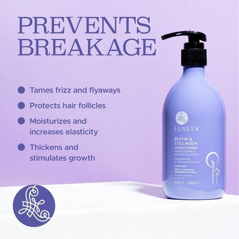 Luseta Biotin & Collagen Conditioner - Thickening Hair Loss Treatment, 16.9oz | Argan Oil Infused, Sulfate & Paraben Free
