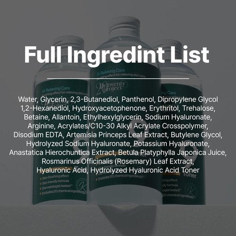 Dr.twentyproject 9 Toner - Soothing, Moisturizing, Sebum Control with Mugwort Extract for Sensitive, Dry, Oily Skin – Reduces Redness, Whiteheads, Blackheads - Korean Skin Care (300ml / 10.14 fl.oz)