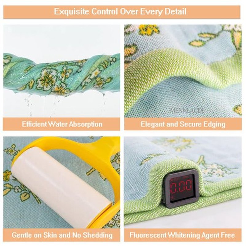 MENHLAGDI 100% Cotton Face Towels Reusable Hand Towels for Bathroom Set with Hanging Loops Quick Dry Turkish Hand Towels Set Double-Faced Jacquard 4ply Cotton Gauze,4PC,13.4"x15.7"
