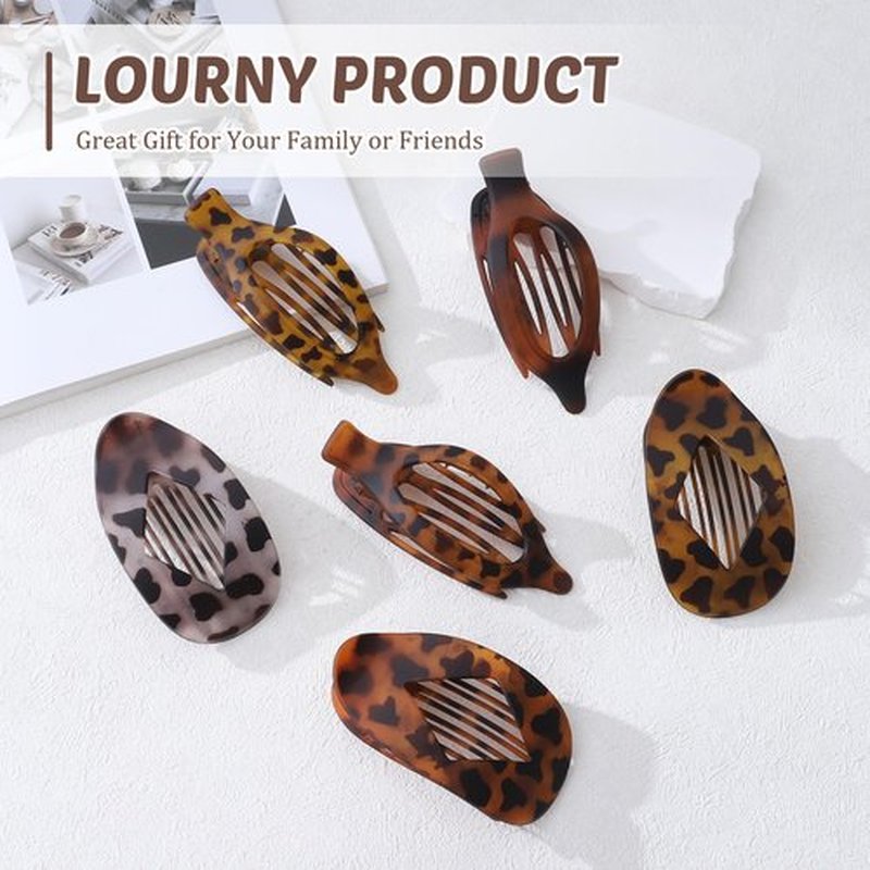 Lourny Flat Hair Clips for Women, French Flat Claw Clips & Duckbill Hair Clips for Thin Hair Lightweight Non-Slip Large Claw Clips for Women 6PCS