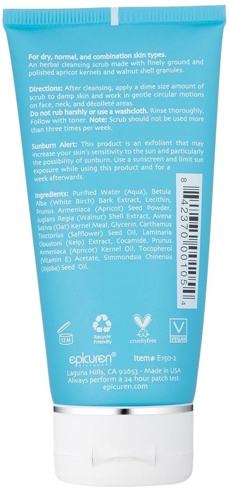 Epicuren Discovery Fine Herbal Facial Scrub - Exfoliating Apricot Formula, 2.5 Fl Oz