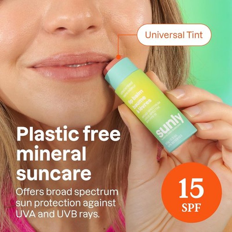 ATTITUDE Tinted Lip Balm - SPF 15, EWG Verified, Plastic-Free, Vegan, Unscented | 0.3 Ounce