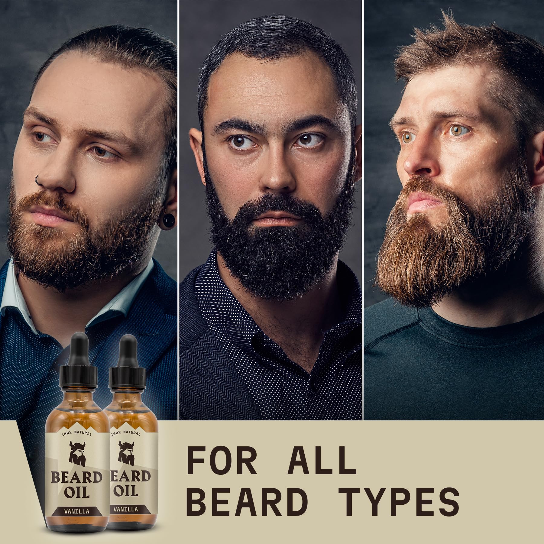 Striking Viking Beard Oil for Men - 2 Fl Oz, Pack of 2, Vanilla - Conditioning with Jojoba, Argan & Almond Oil - Promotes Fuller Growth with Beard Growth Serum - Soothes Itch with Tea Tree Extract