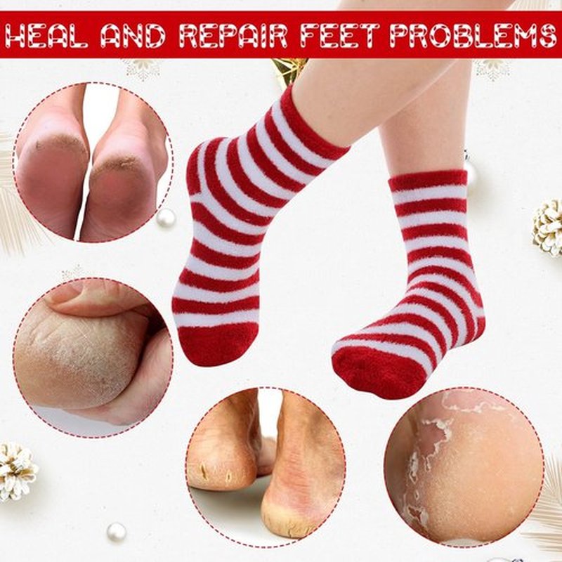 Suhine 3 Pair Christmas Aloe Infused Ultra Moisturizing Socks Colorful Patterns Fuzzy Christmas Socks Aloe Vera Socks for Spa (Vivid)