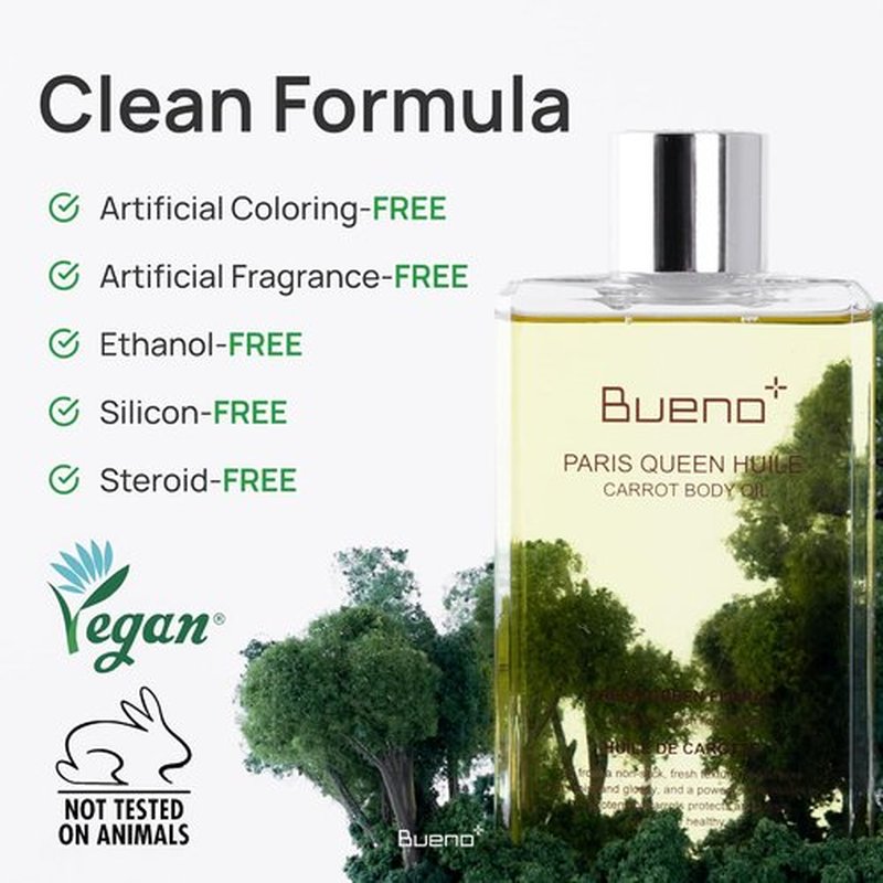 Bueno | Paris Queen Carrot Body Oil - Hydrates & Protects Skin with Carrot Extract | 6.7 Fl Oz