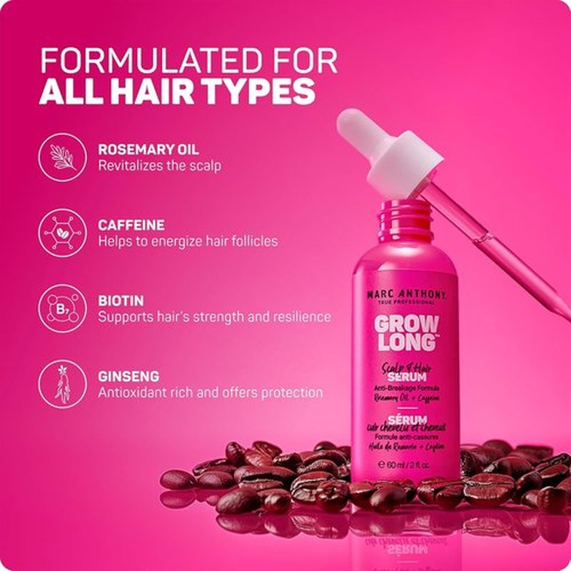 Marc Anthony Grow Long Scalp & Hair Serum - Anti-Breakage Formula for Nourished & Hydrated Hair - 2 fl oz