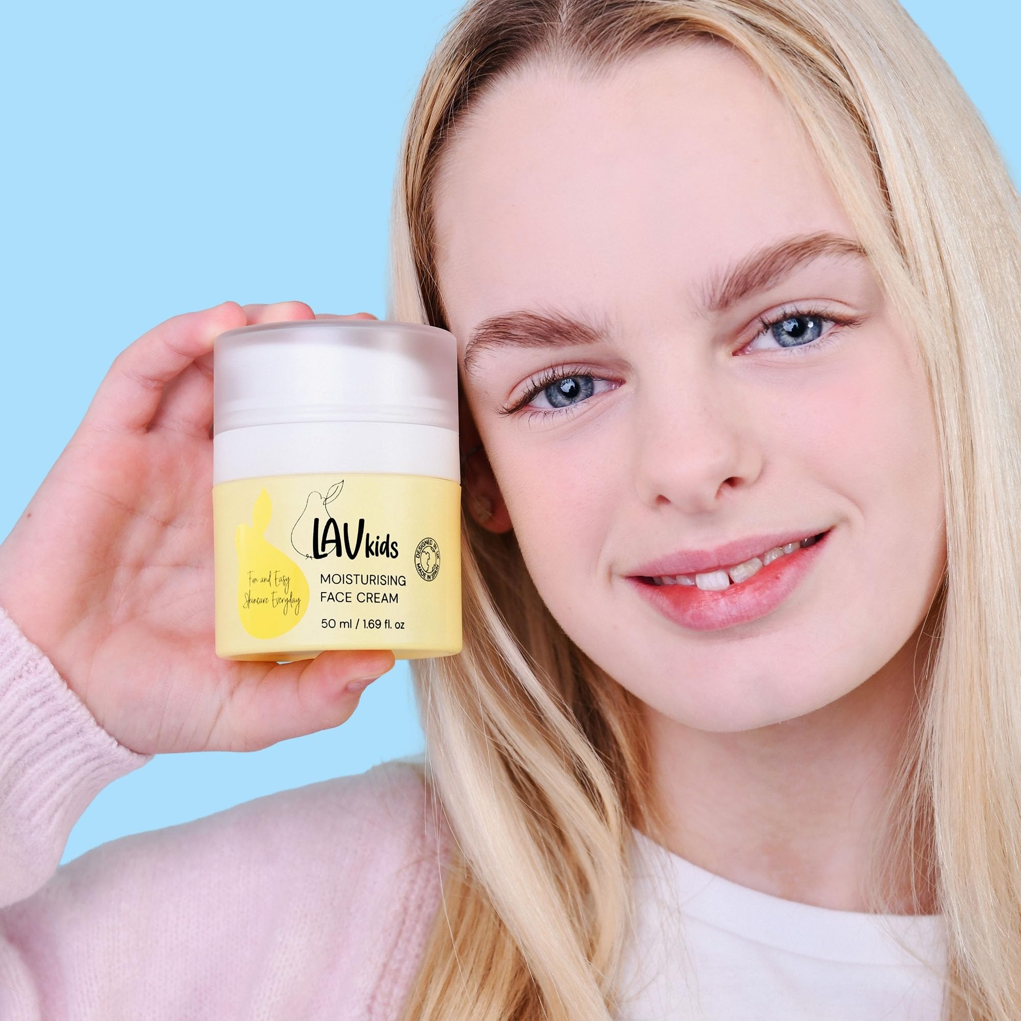 LAV KIDS Face Moisturiser with Jojoba Oil, Sweet Almond Oil, Shea Butter 50ml, Gentle Kids and Baby Moisturiser Cream, Dermatologically Tested for All Skin Types