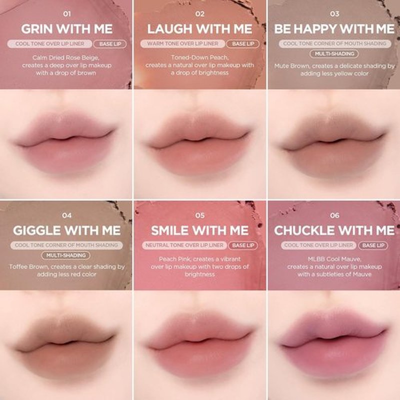 Lilybyred Smiley Lip Blending Stick - 3-in-1 Multi-Use Lip Liner with Smooth Creamy Texture | 0.028 oz (01 Grin with Me)