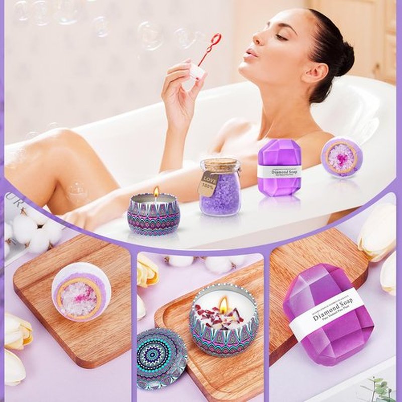 Birthday Gift for Women, Self Care Get Well Soon Gifts, Lavender Relaxing Spa Basket Care Package w/ Flannel Blanket 40 oz Tumbler, Unique Teacher Mother's Day Gifts for Mom Her Friend Sister Wife