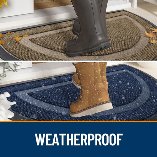 OLANLY Half Circle Door Mat - Waterproof All-Season Doormat for Indoor/Outdoor Use | 47x32, Grey
