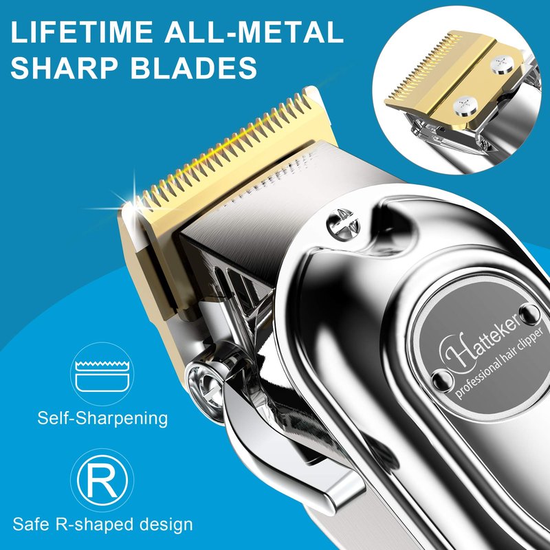 Hatteker Mens Hair Clipper Hair Trimmer Cord Cordless Professional Hair Cutting Kit Beard Trimmer Rechargeable IPX7 Waterproof LED Display 10 Colorful Clipper Combs