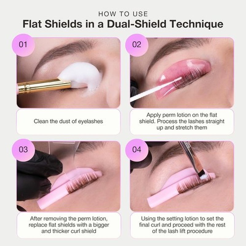 Curacoro Lash Lift Shields - 4 Pcs Self-Adhesive Silicone Pads for Eyelash Lifting & Perming
