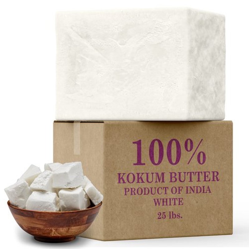 Raw Kokum Butter 8 oz. Bar 100% Pure Natural - Great for Skin, Body and Hair Moisturizer, DIY Creams, Balms, Lotions and Soap Making.