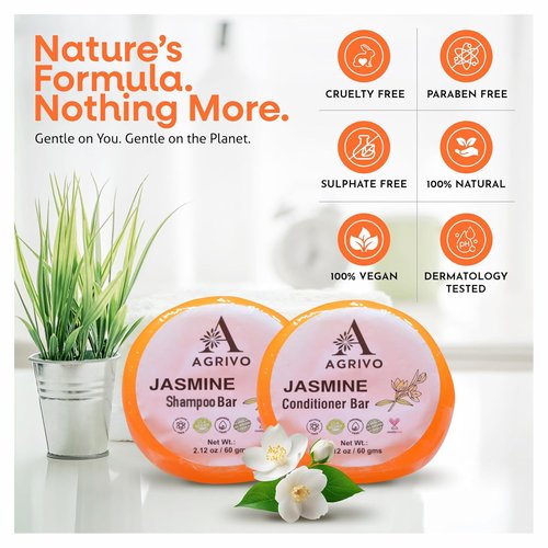 Jasmine Shampoo & Conditioner Bar - Strengthen & Volumize All Hair Types | 2.12 oz Natural Ingredients