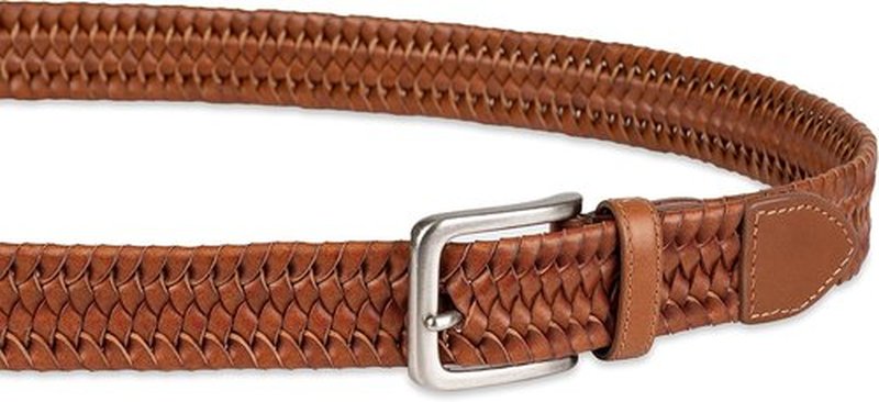 Tommy Bahama Men's Braided Leather Belt - Fully Adjustable Comfort Design for Everyday Style