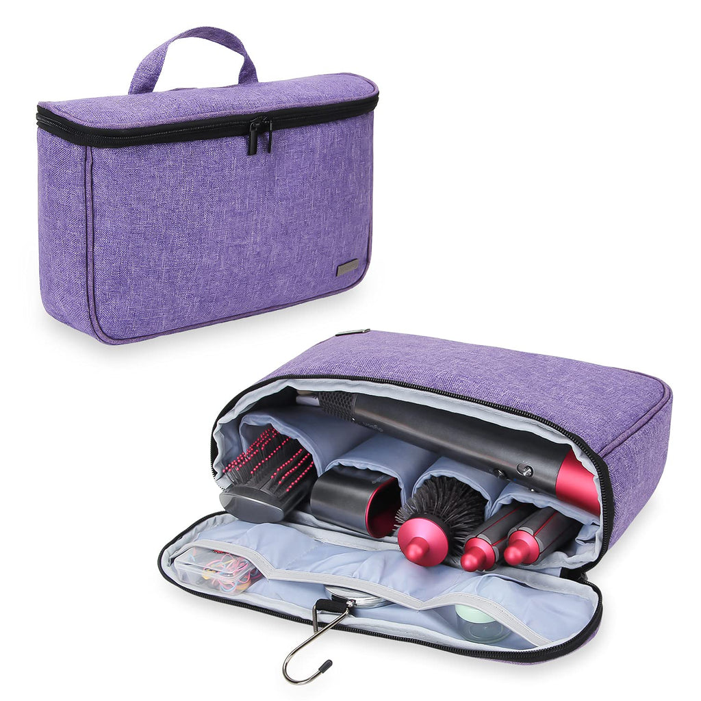 Teamoy Travel Storage Bag Compatible with Dyson Airwrap Styler, Portable Travel Organizer for Airwrap Styler and Accessories, Top-Opened, Purple