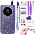 SAVILAND High Speed Nail Drill 40000 RMP: Diamond Shiny Electric Nail File 2600 mAh Rechargeable Nail Drill Kit for Thick Acrylic Nails Removal with Ceramic Drill Bits Sanding Bands Nail Tech Salon