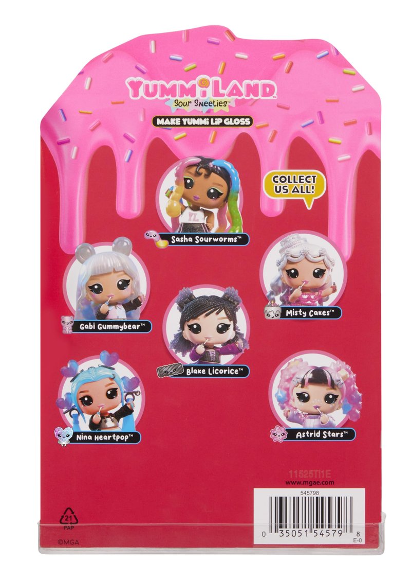 Yummiland Lip Gloss Doll: Sour Sweeties - Gabi Gummybear Includes DIY Lip Gloss + Removable Keychain, Cosmetic Play, Collectible, Ages 4+