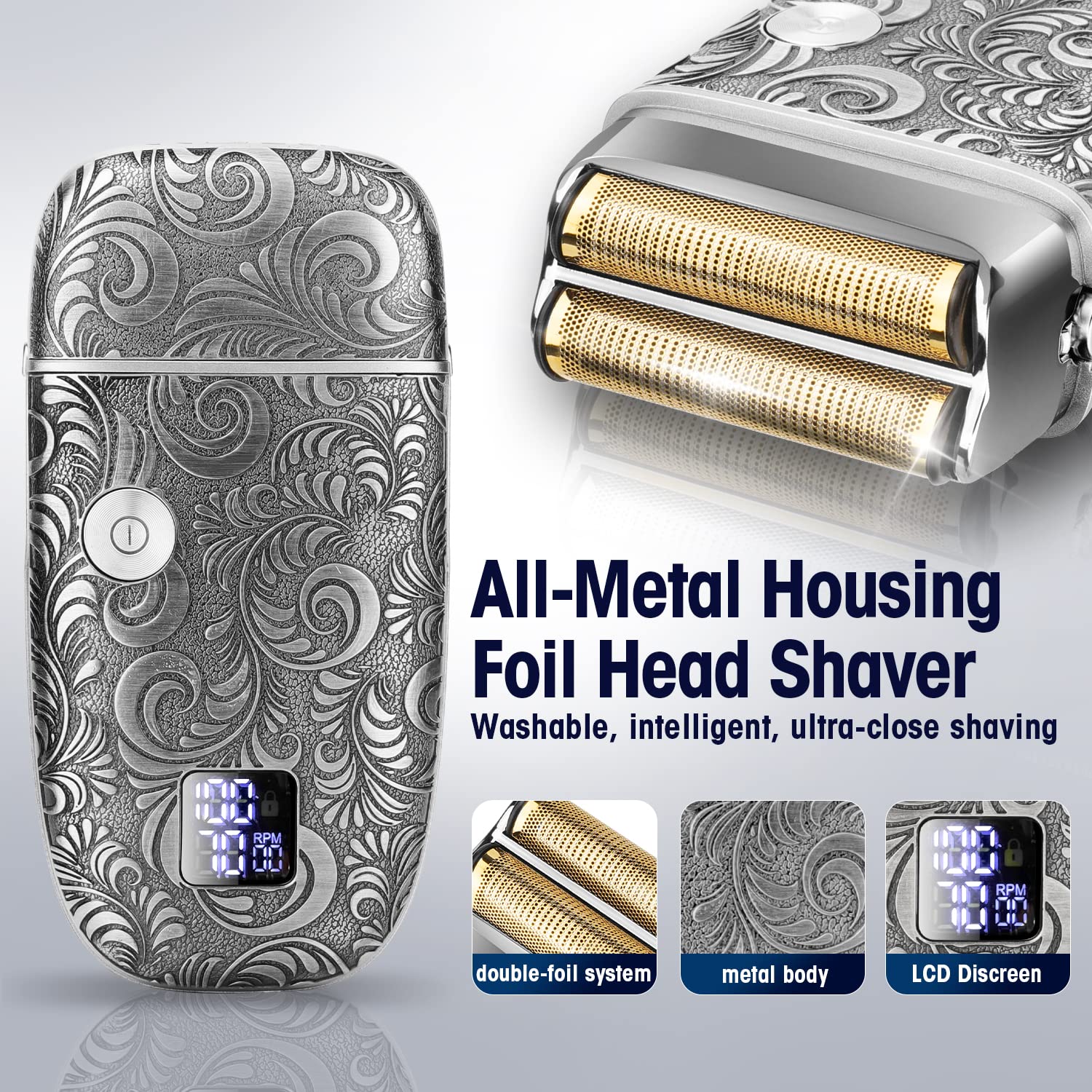 Suttik Foil Shavers for Men Electric Razor, Clippers and Trimmer for Men with LED Display, Waterproof