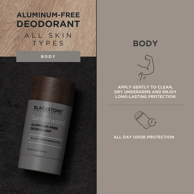 Blackstone Men's Grooming Deodorant - Aluminum-Free, All-Day Odor Protection | Sandalwood (2.82 oz)