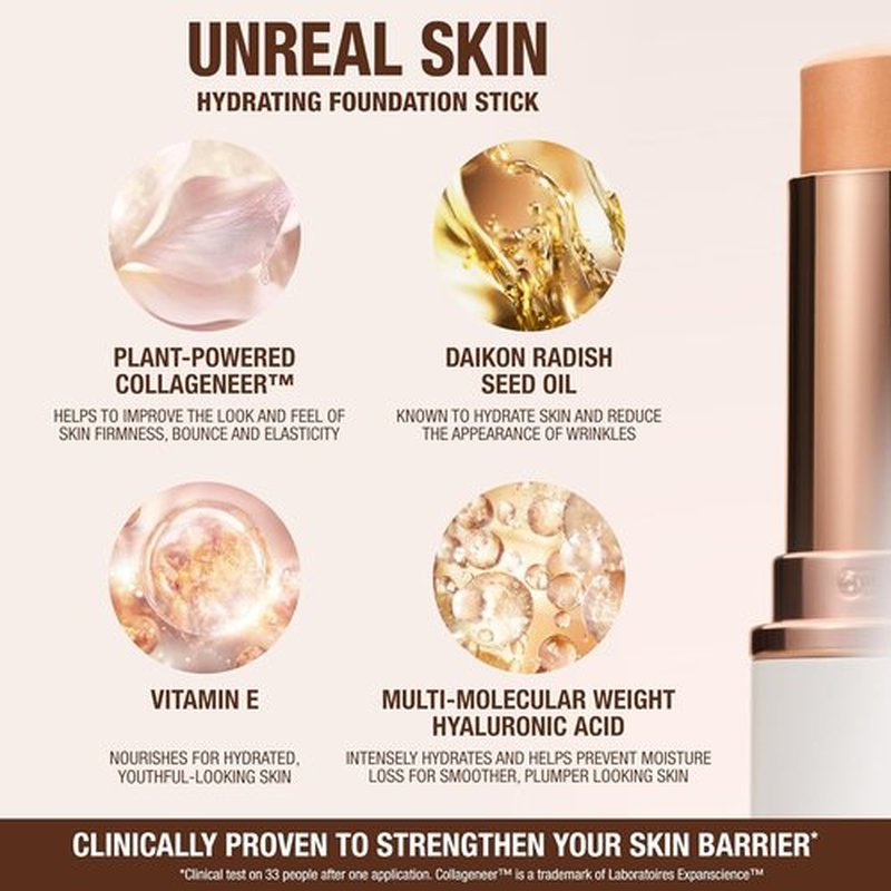 Charlotte Tilbury Unreal Skin Tint - Hydrating Cream Foundation Stick with Sheer-to-Light Coverage | Blurring & Smoothing Formula