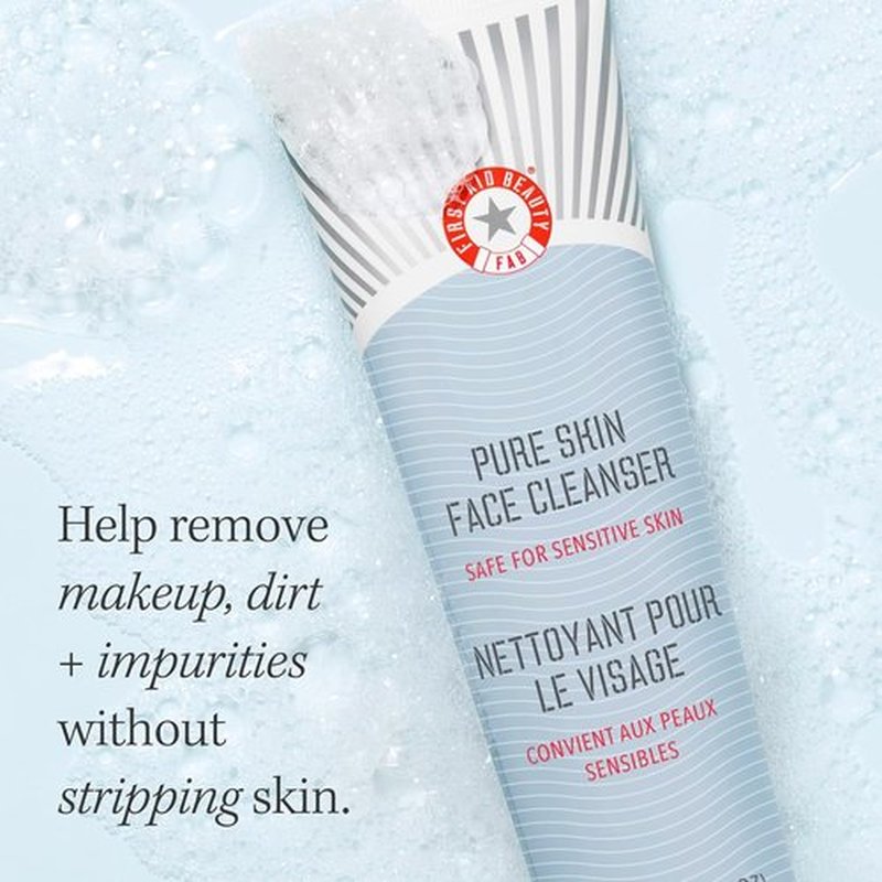 First Aid Beauty Pure Skin Face Cleanser - Gentle Antioxidant Cream for Sensitive Skin, 5 oz.