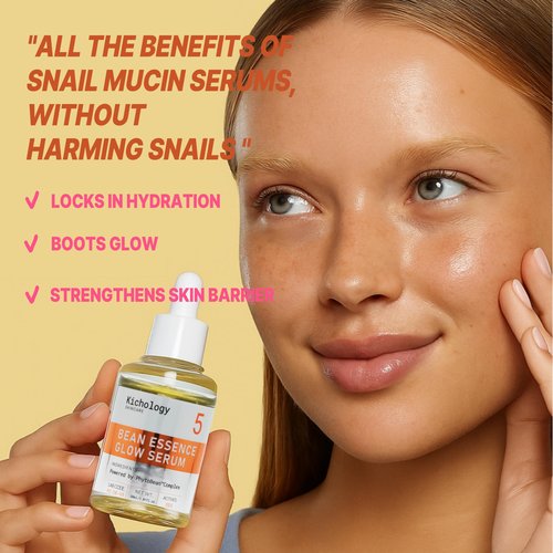 Snail Free Mucin Serum,Bean Essence 50,000ppm Korean skin care,Facial Glow Moisturizer for Glass skin– Hydrating Boost,Unscented Soothing Moisturizer– Strengthens Skin Barrier – 1.01 fl.oz