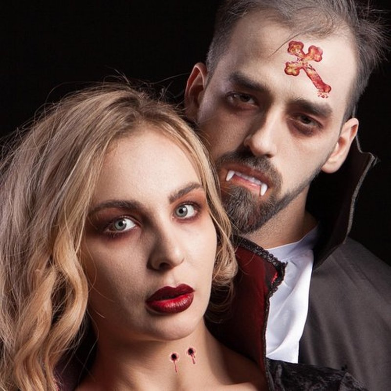 Bite Mark Temporary Tattoo Kits – Vampire Costume Kit - 4pk of Bite Marks & Branded Cross - Easier than Make-Up - MADE in USA (Bite Marks 4pk)