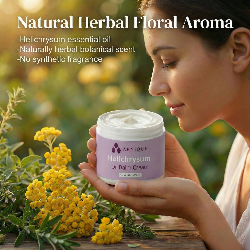 Helichrysum Essential Oil Balm Cream – Thick Herbal Balm Cream with Natural Botanical Aroma – Moisturizing Support for Appearance of Bruised or Fragile Skin – 4 oz