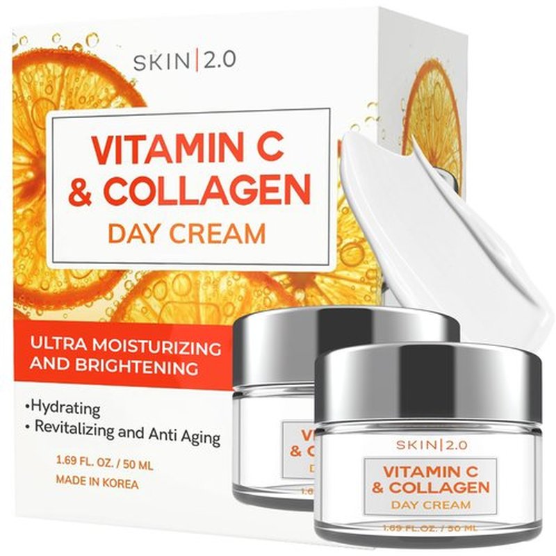 Skin 2.0 Vitamin C & Collagen Face Moisturizer – Hydrating Anti Aging Cream for Smooth & Radiant Skin, Firms & Revives Dull Complexion – Dermatologist Tested, Korean Skin Care, Clean Beauty – 2 Pack