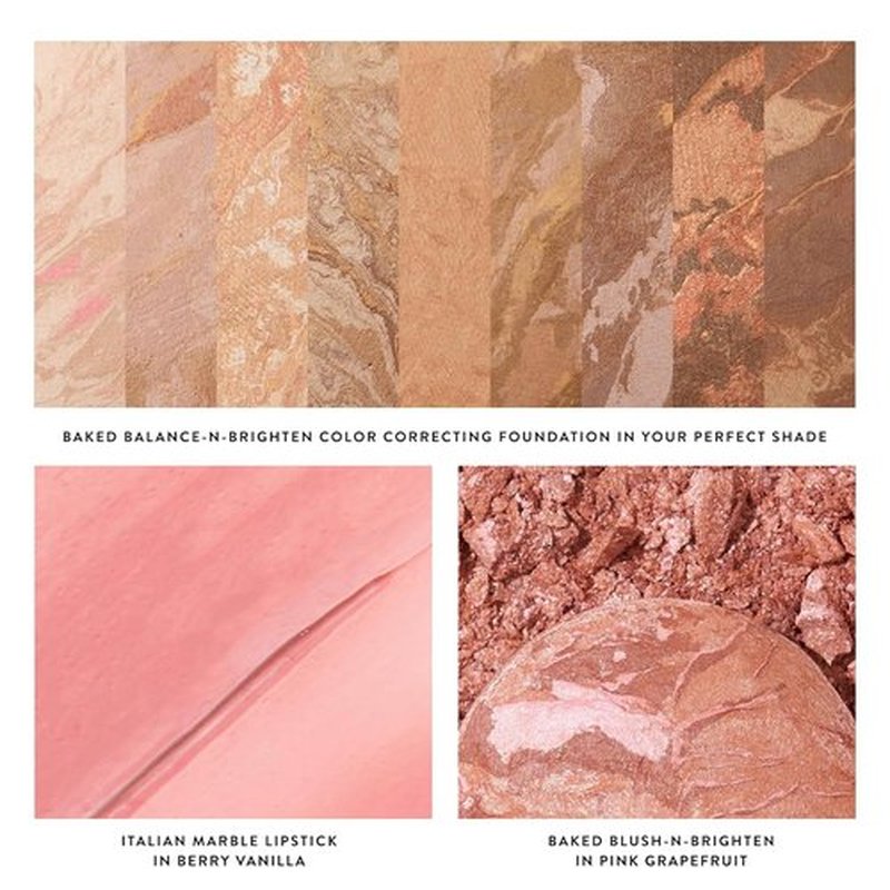 Laura Geller New York Marble Magic Kit - Baked Balance-n-Brighten Foundation & Blush, Pink Buttercream Lipstick